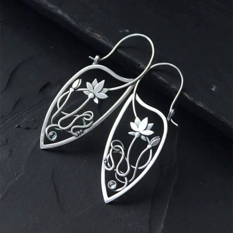Sterlingsilber Ohrringe mit Lotusblumen-Motiv