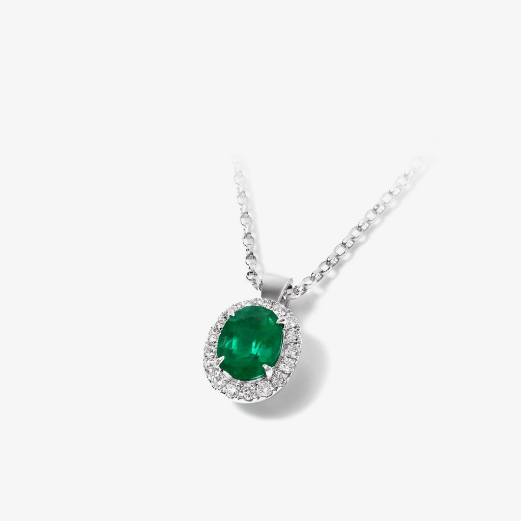 Collier Mvraki Signature avec Émeraude Ovale et Diamants
