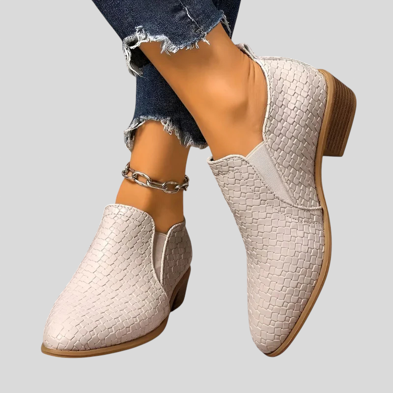 Alba™ | Elegante geflochtene Stiefeletten mit Blockabsatz