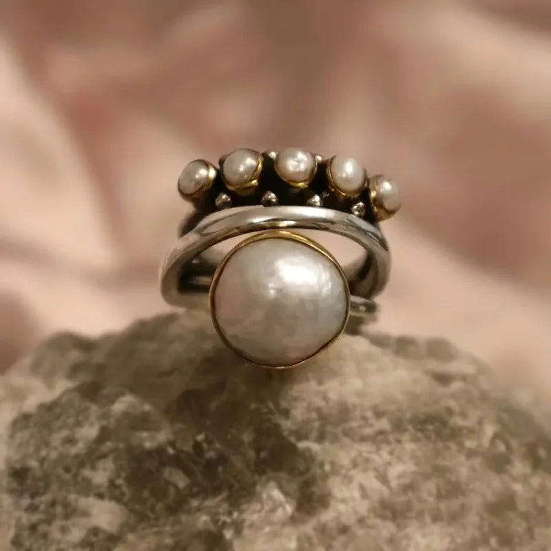 Mehrlagiges Perlen-Ring-Set