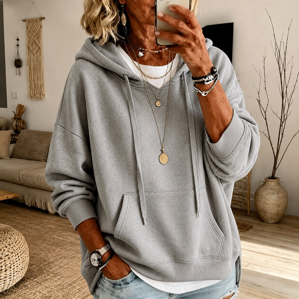 Elisa – Pull gris clair élégant