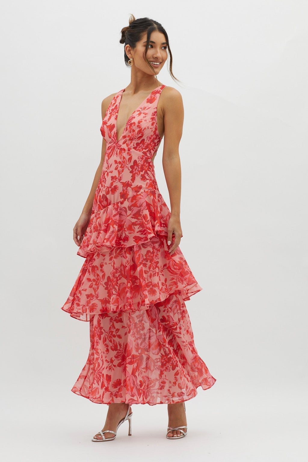 LISA | Floral Ruffled Maxi Dress