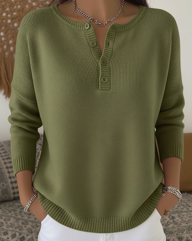 Helena | Pull en Tricot à Boutons Henley