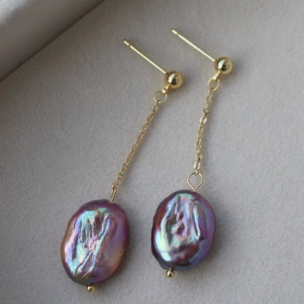 Pfau lange Perlen-Ohrringe