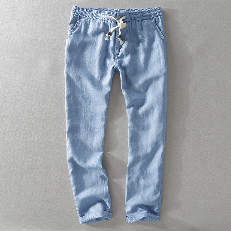 Pantalon Harrington 100% lin avec ceinture élastique confort