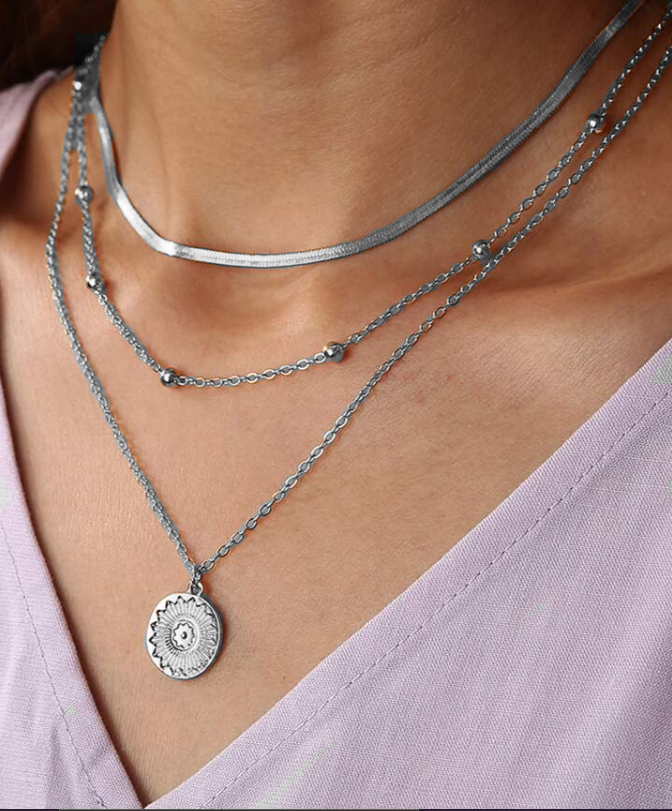 Dreireihige Halskette aus 925er Sterling Silber