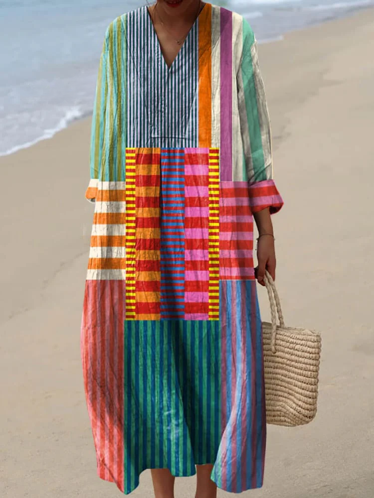 Robe rétro imprimé géométrique pour femme