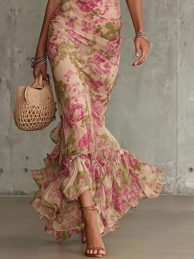 Rosalie™ | Robe longue à imprimé roses vintage