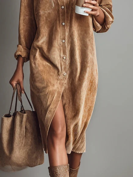 Estelle | Midi-Kleid aus samtigem Cord