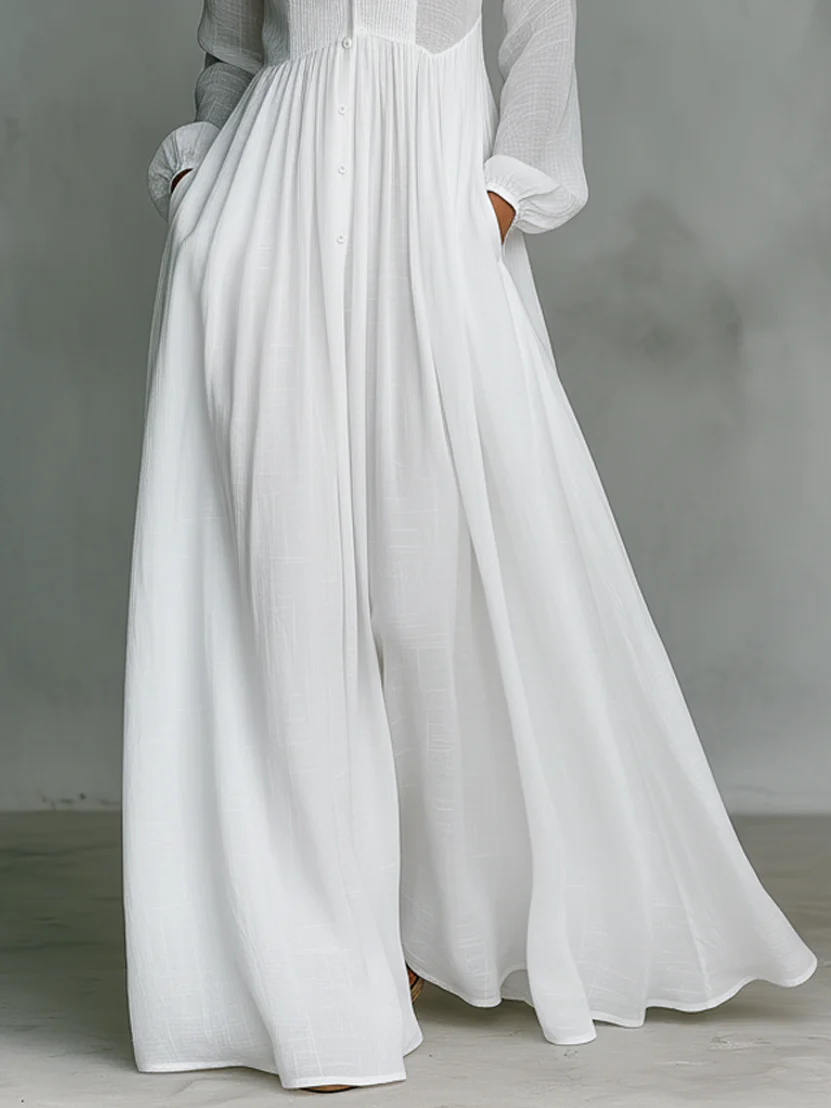 Léonie™ | Robe longue minimaliste à col montant