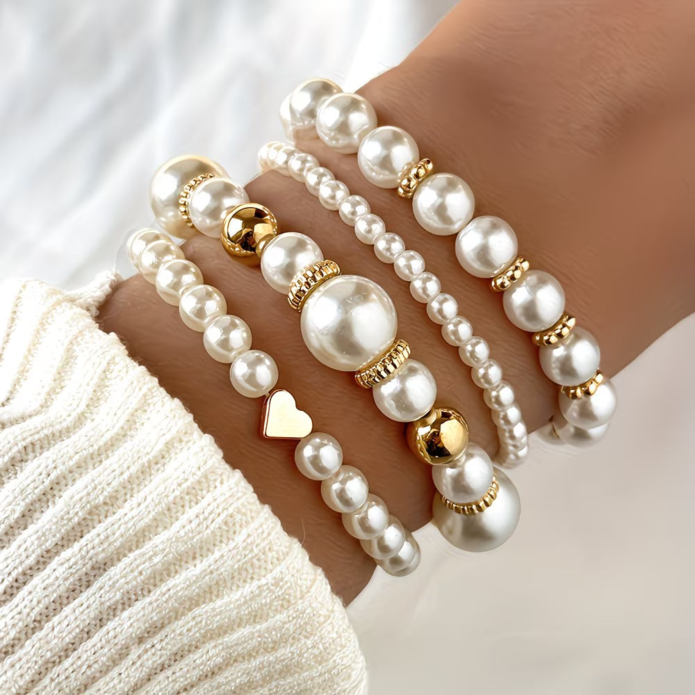 Perlen-Stapelarmband 4er-Set