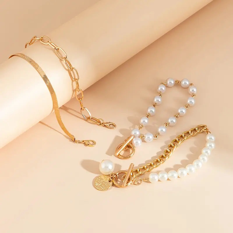 Luxuriöses geschichtetes Perlen-Armband-Set