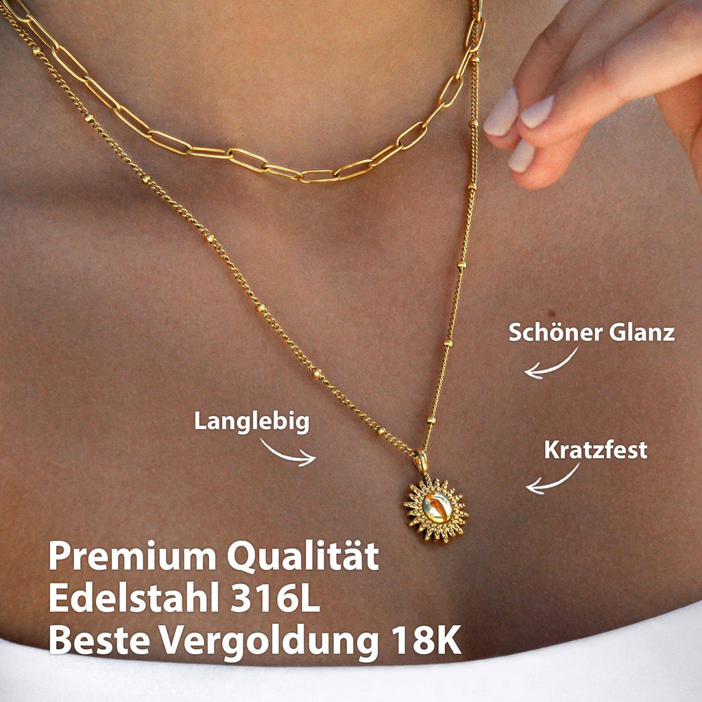Bundle : collier BonnySun + boucles d'oreilles soleil en or