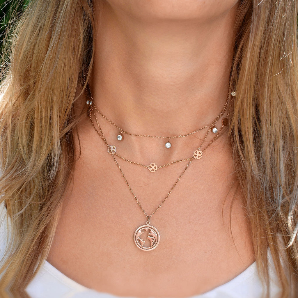 BonnyBliss collier trèfle rose