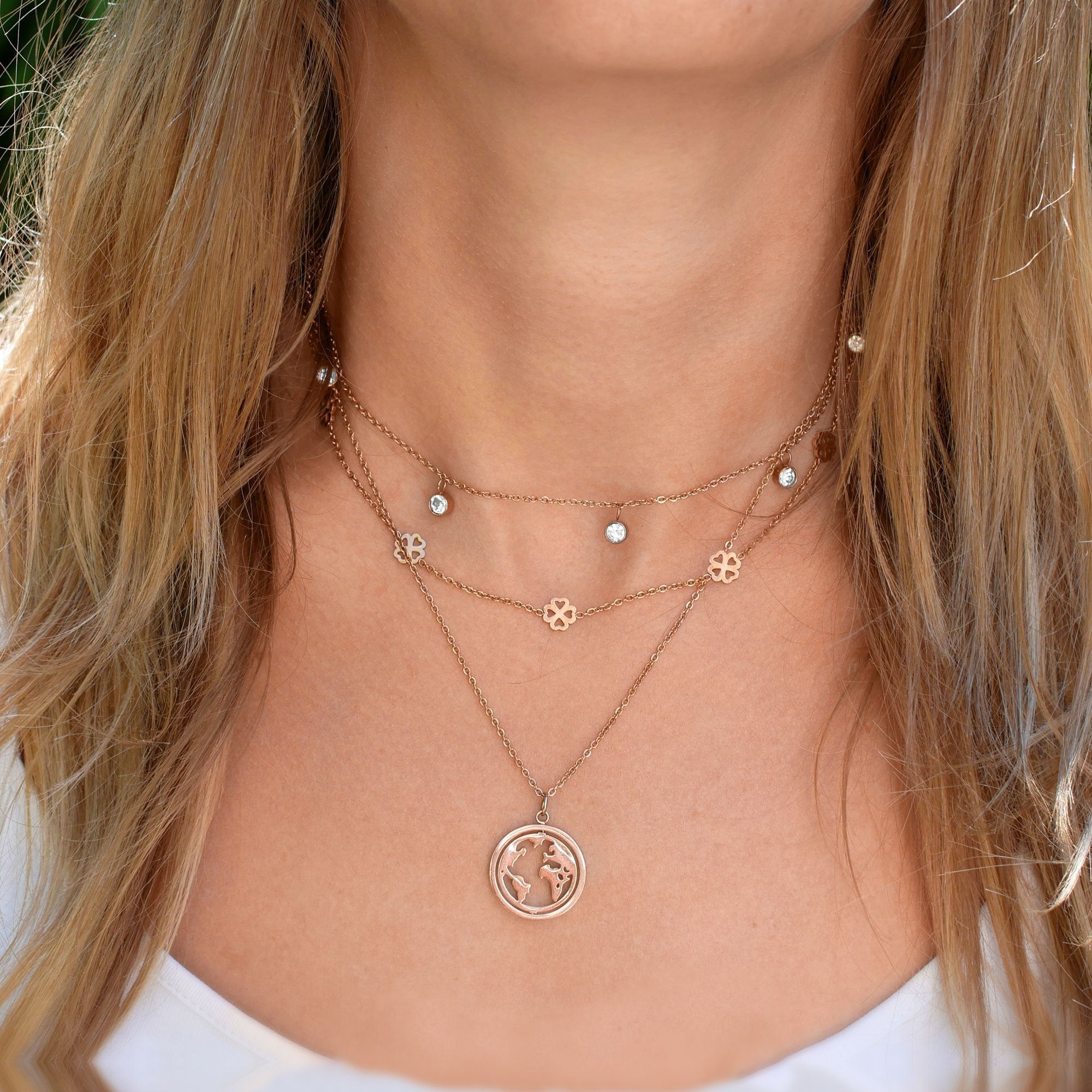 BonnyBliss collier trèfle rose