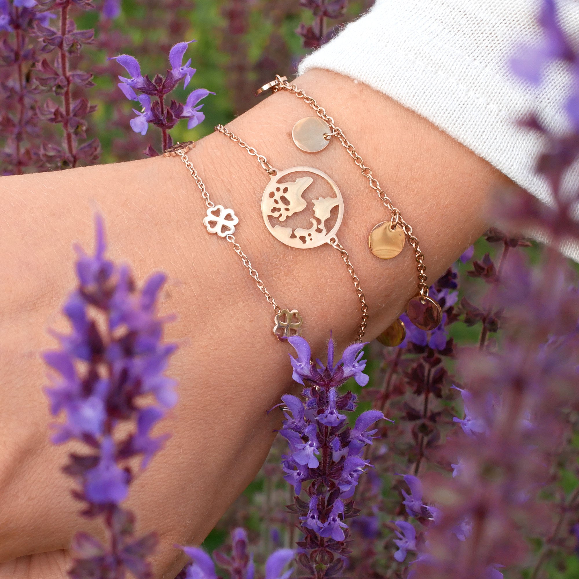 Bundle : chaîne à plaques BonnyCoin + bracelet en or rose