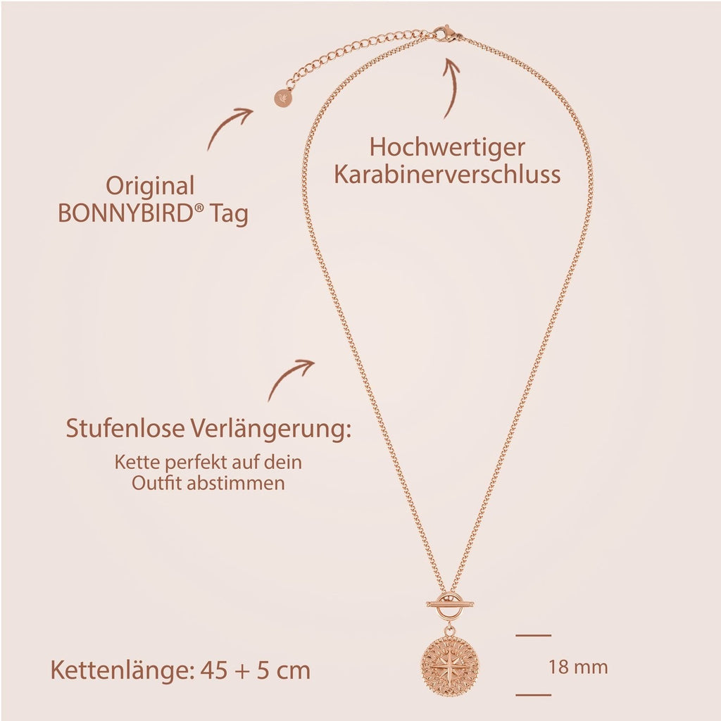 Collier BonnyCompass avec pendentif boussole or rose