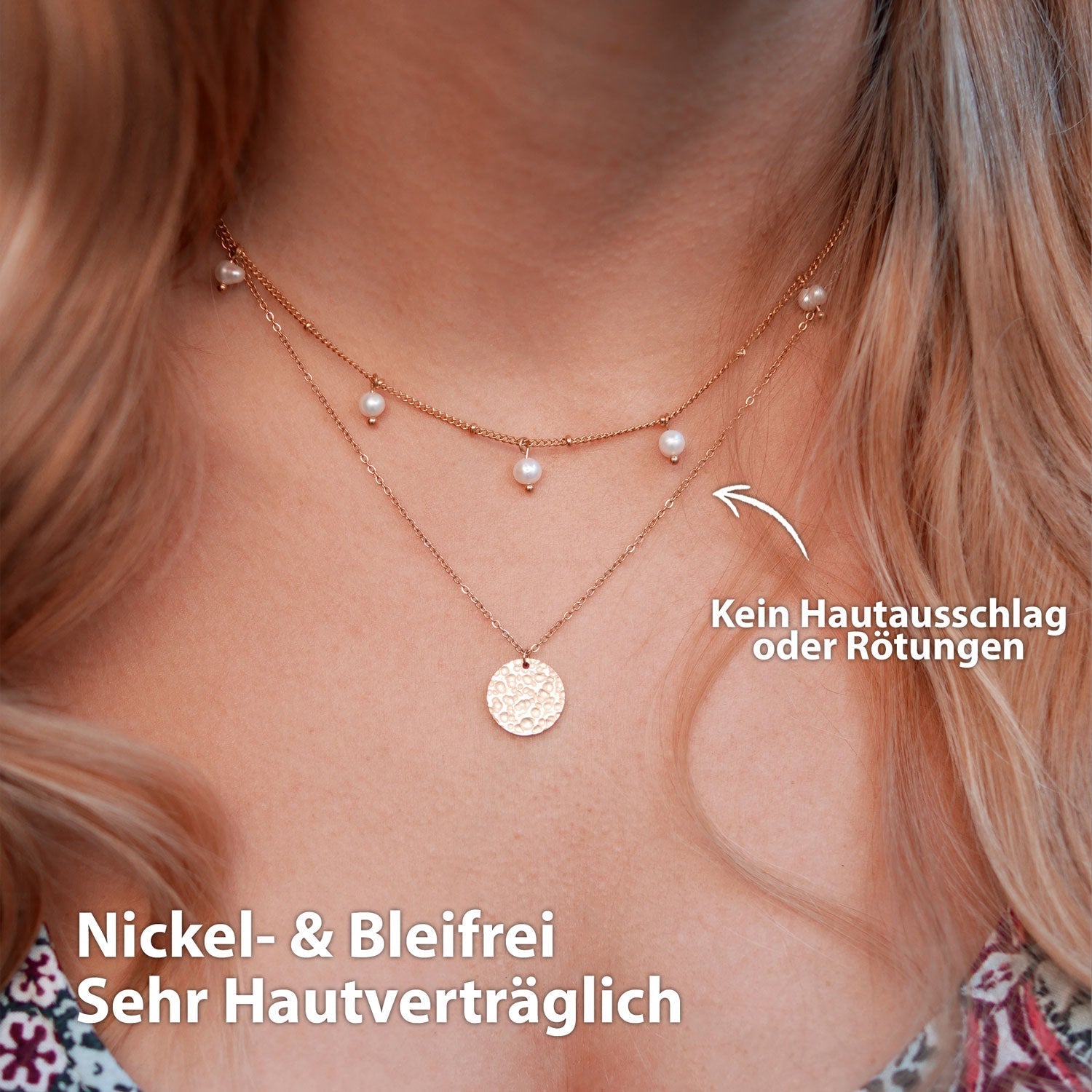 Collier BonnyOcean en or rose avec de véritables perles d'eau douce