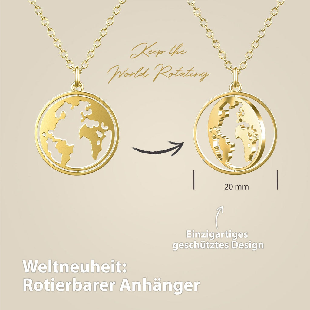Collier BonnyWorld avec globe rotatif doré