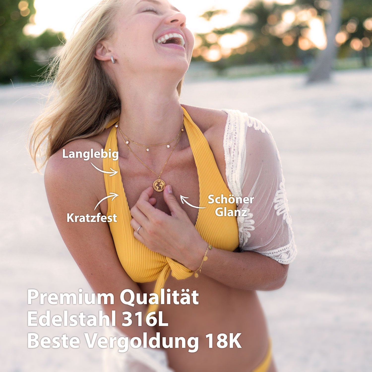 Collier BonnyWorld avec globe rotatif doré