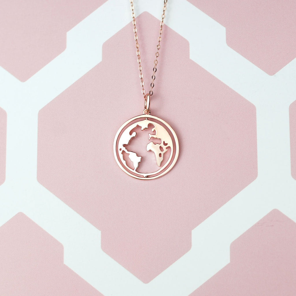 Collier BonnyWorld avec rose globe tournante