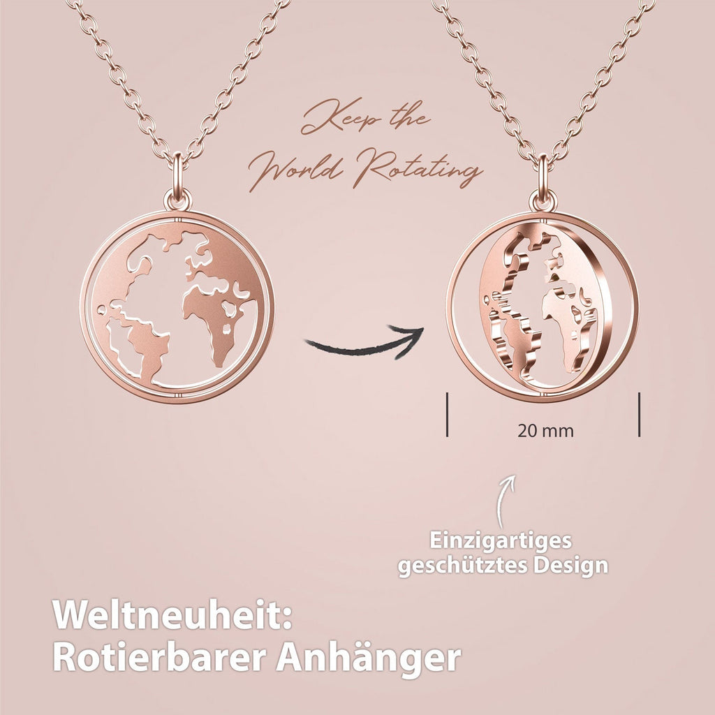 Collier BonnyWorld avec rose globe tournante