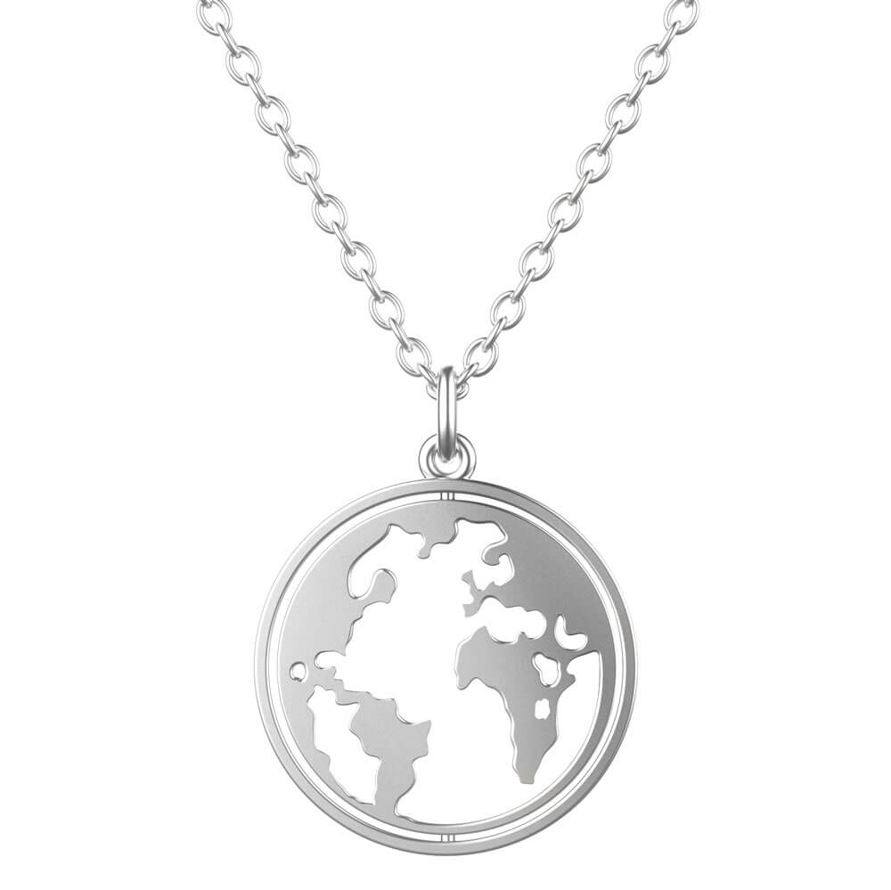 Collier BonnyWorld avec globe rotatif argent