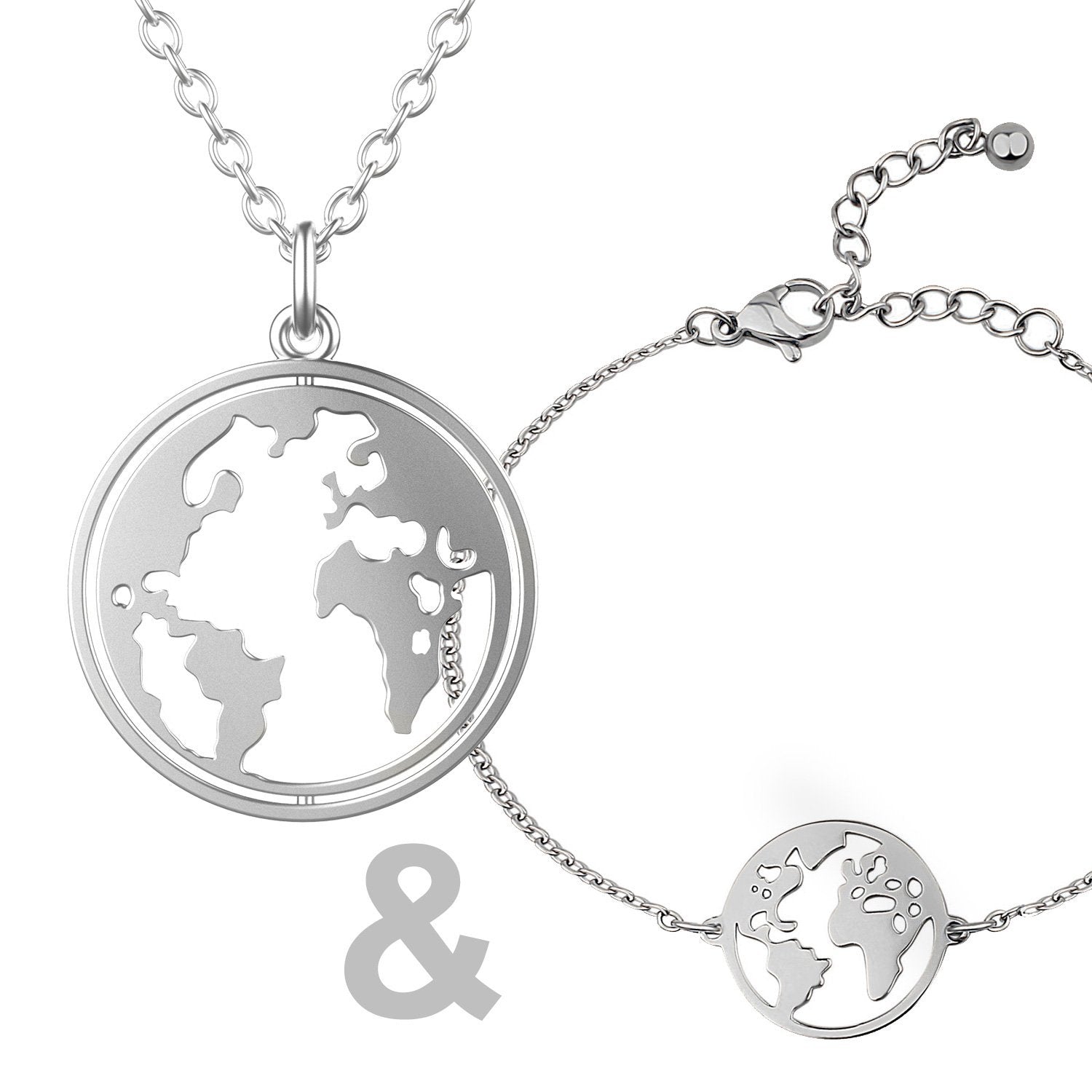 Bundle : collier globe BonnyWorld + bracelet en argent