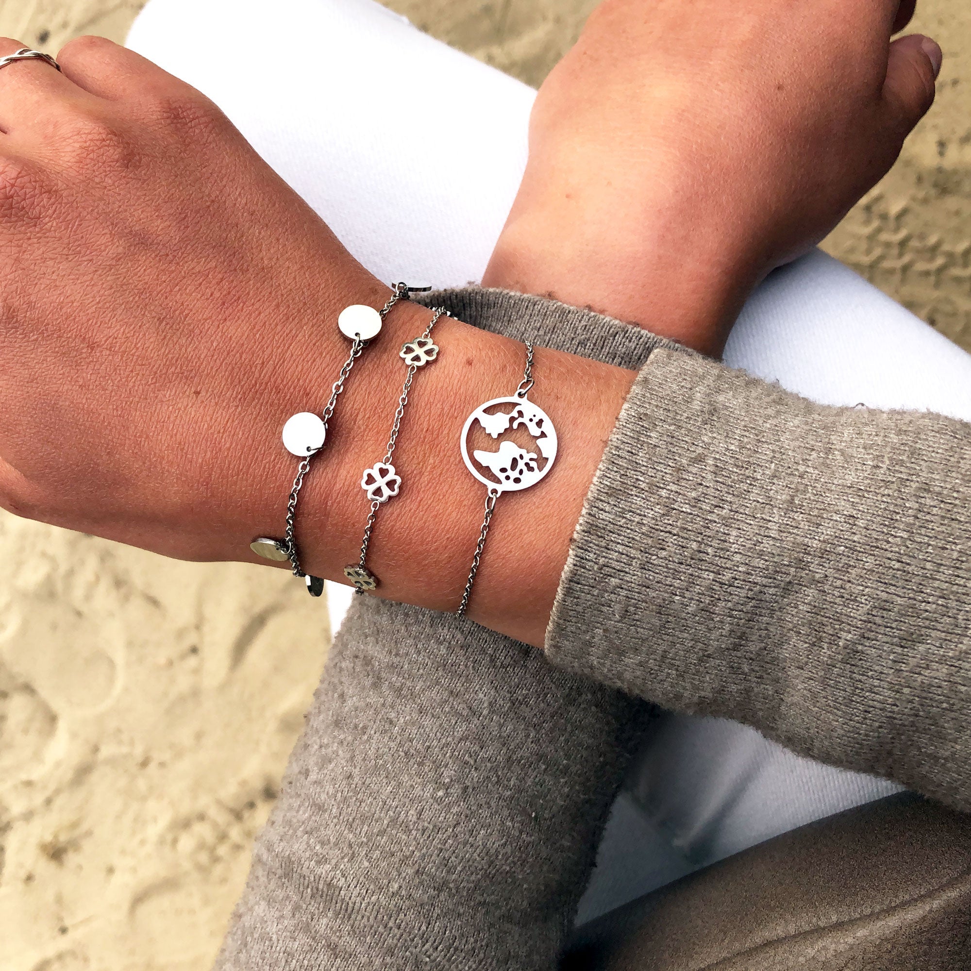 Bundle : collier globe BonnyWorld + bracelet en argent