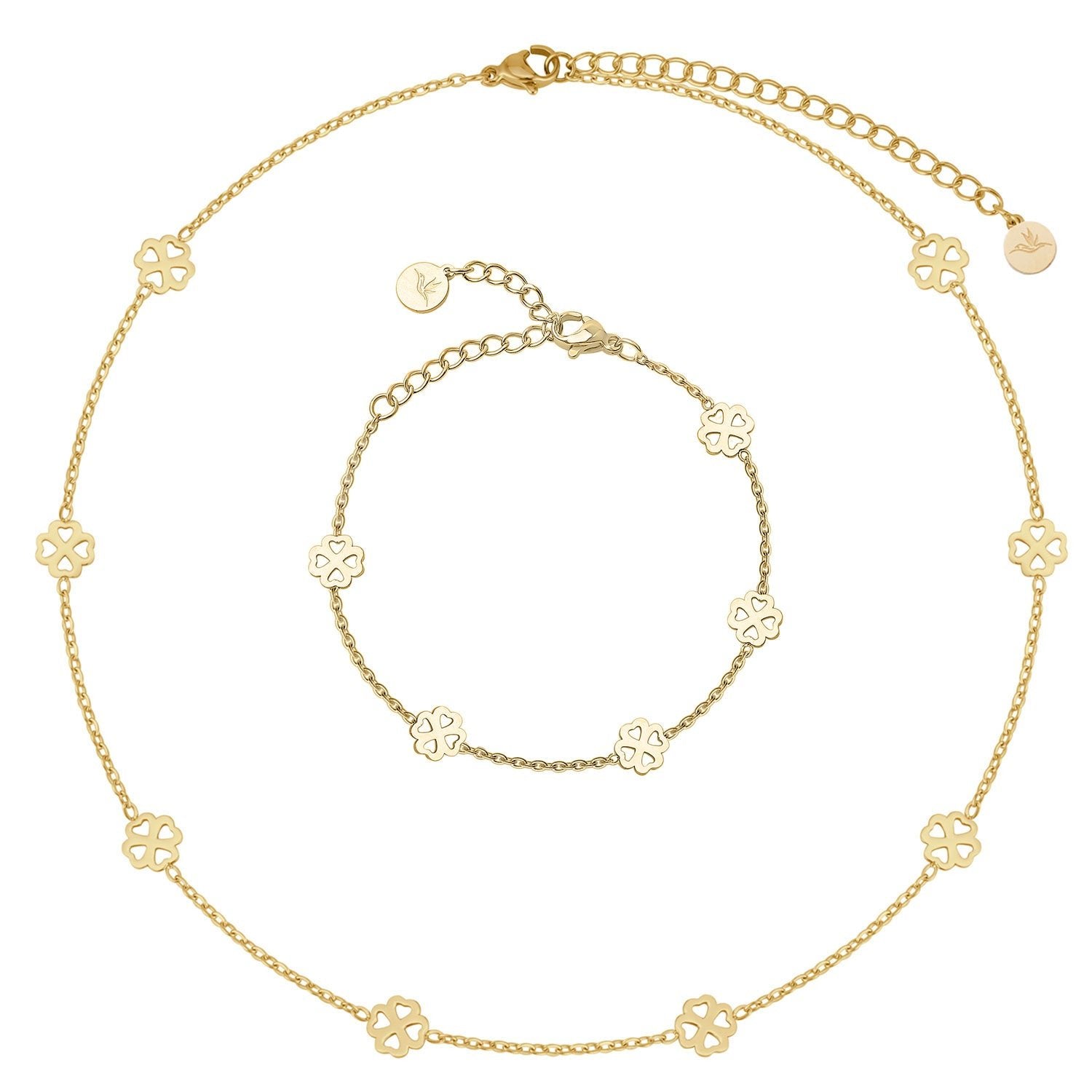 Bundle : collier feuille de trèfle BonnyBliss + bracelet en or