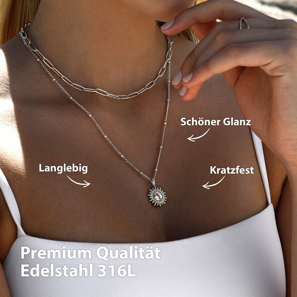 Bundle : collier BonnySun + boucles d'oreilles soleil en argent