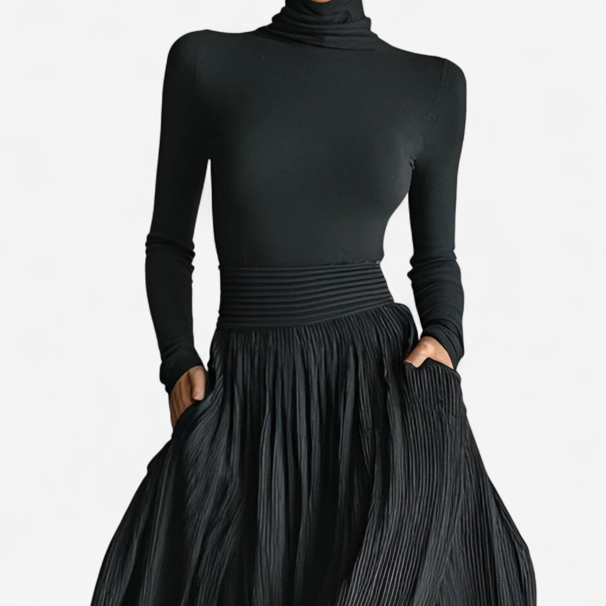 Rachel | Hochtailliertes Maxikleid