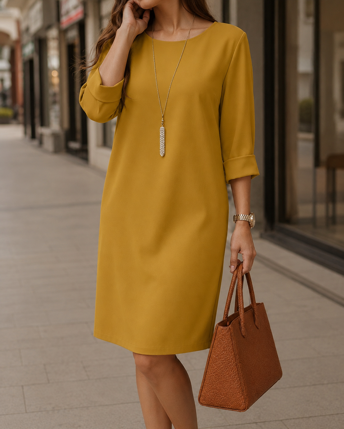 Elara™ | Fließendes Midikleid mit schmeichelnder Passform