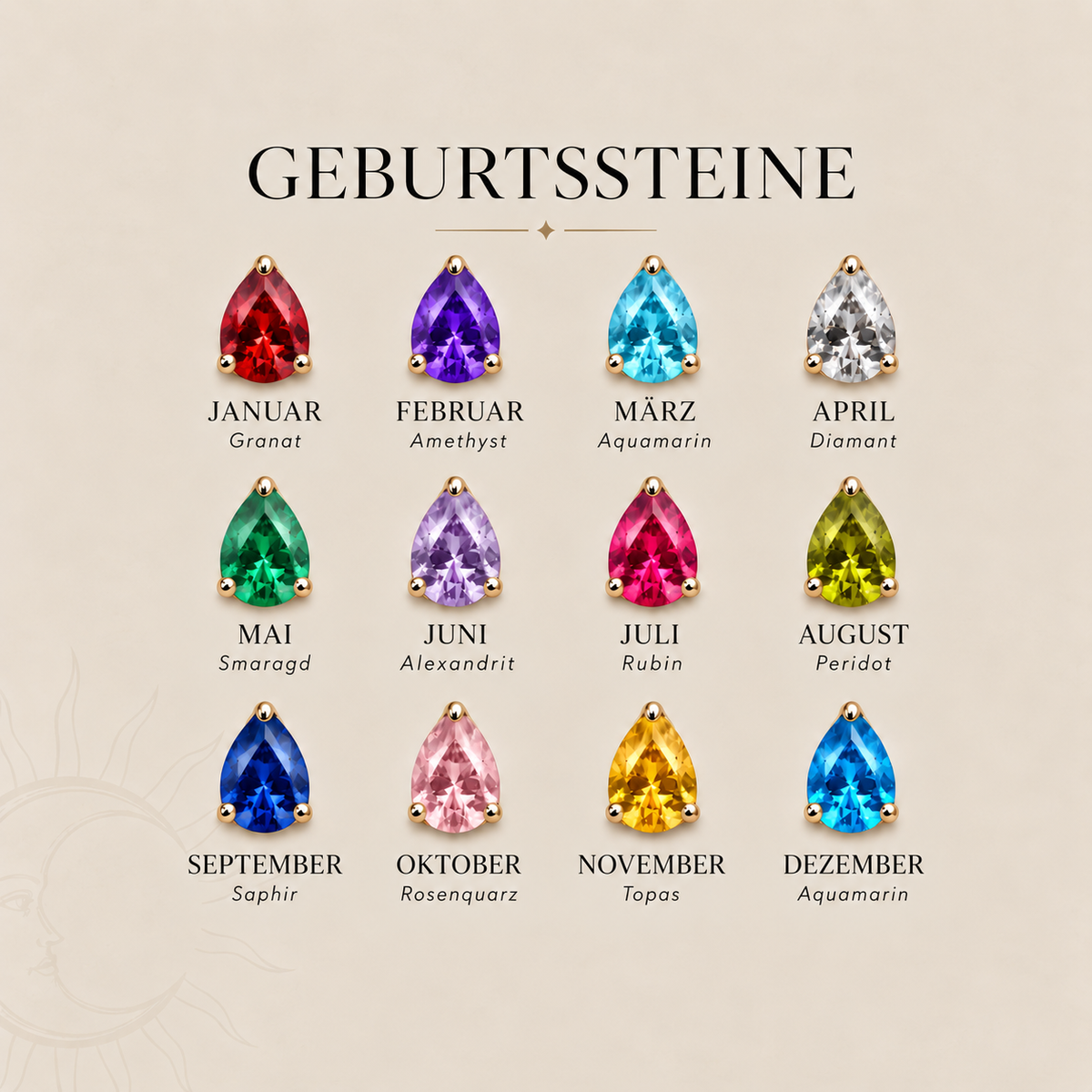 Nelia – Geburtsstein-Herzkette