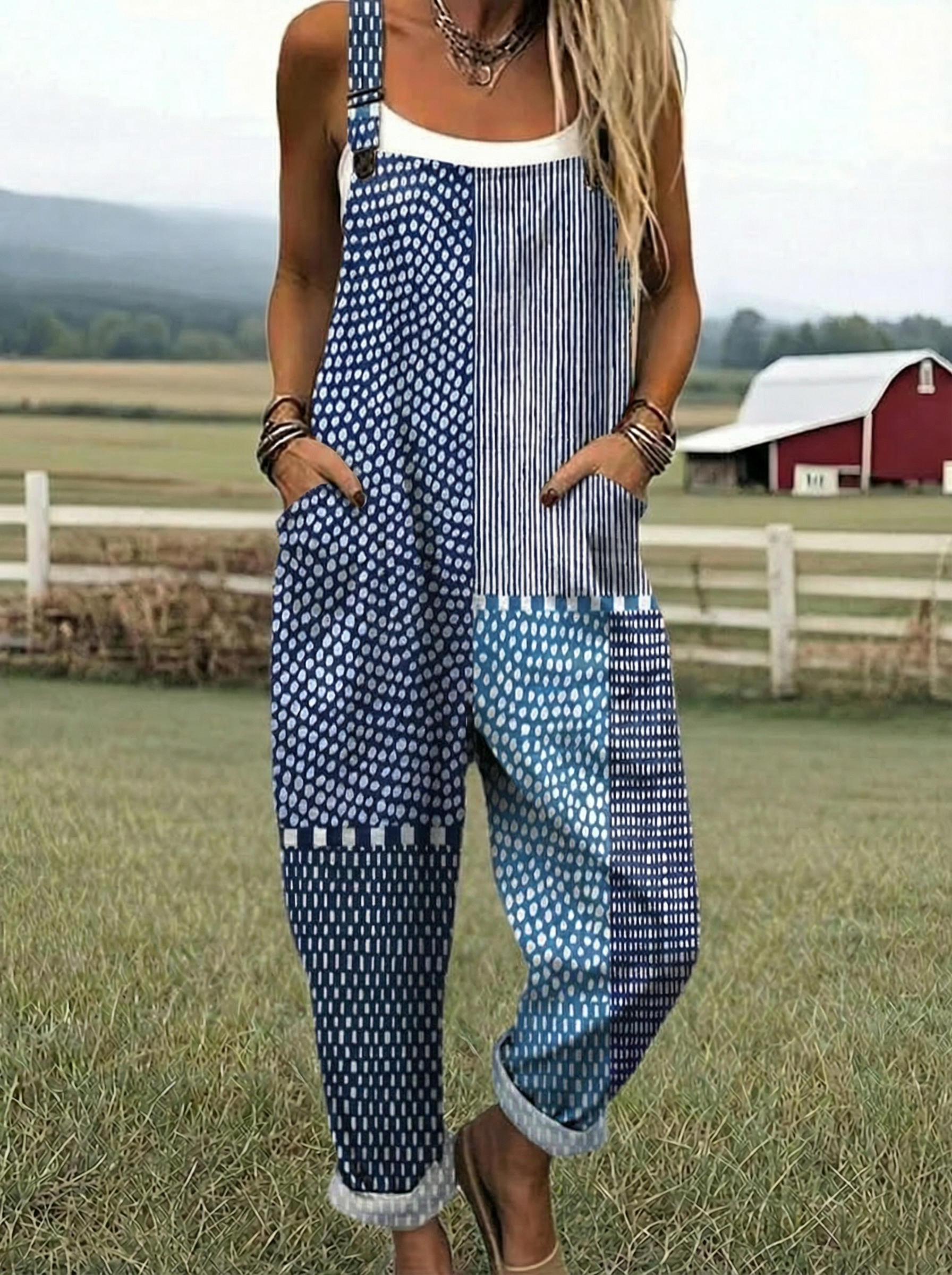 Paige | Tuta Patchwork Bleu