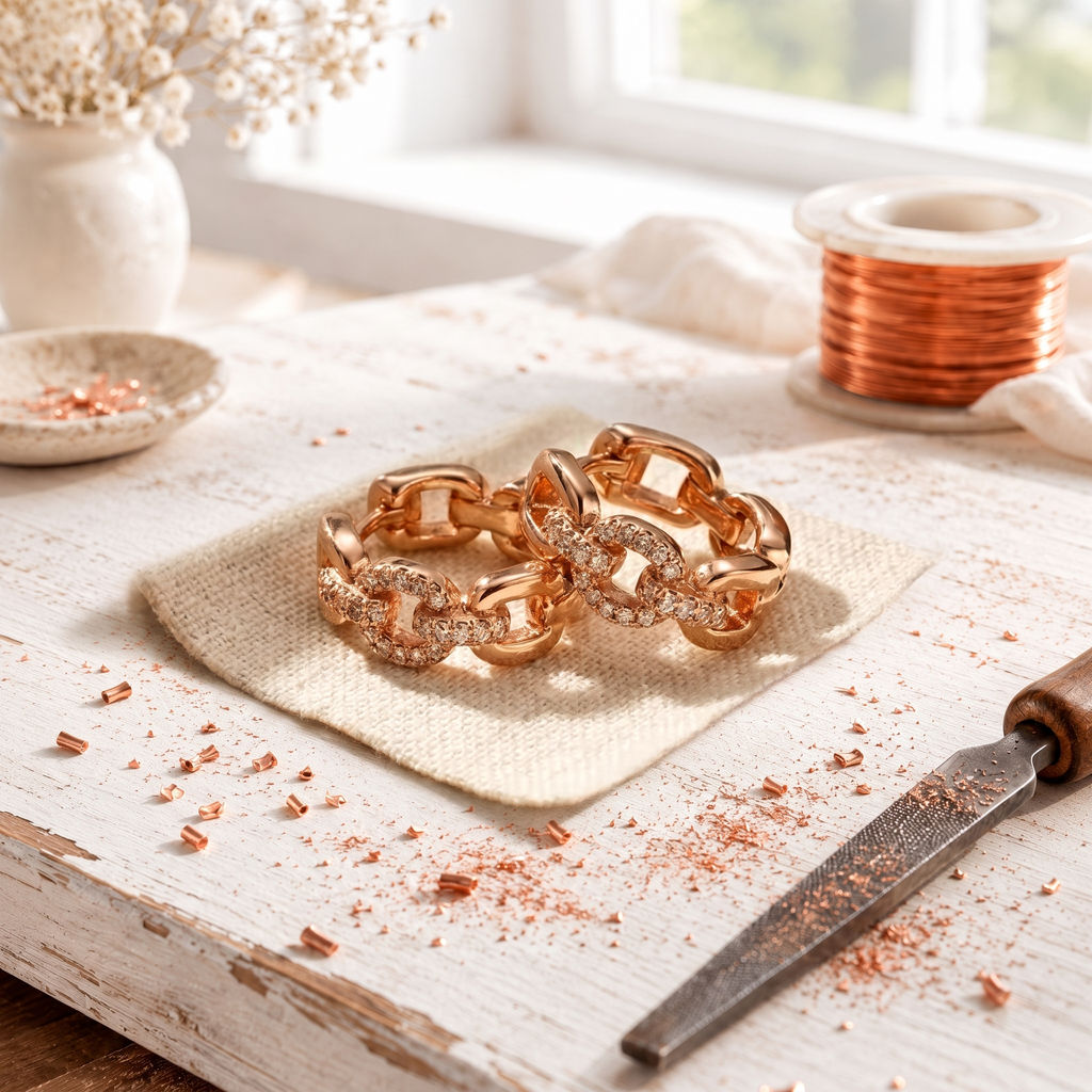 Boucles d'Oreilles en Cuivre avec Cristal Céleste Rose