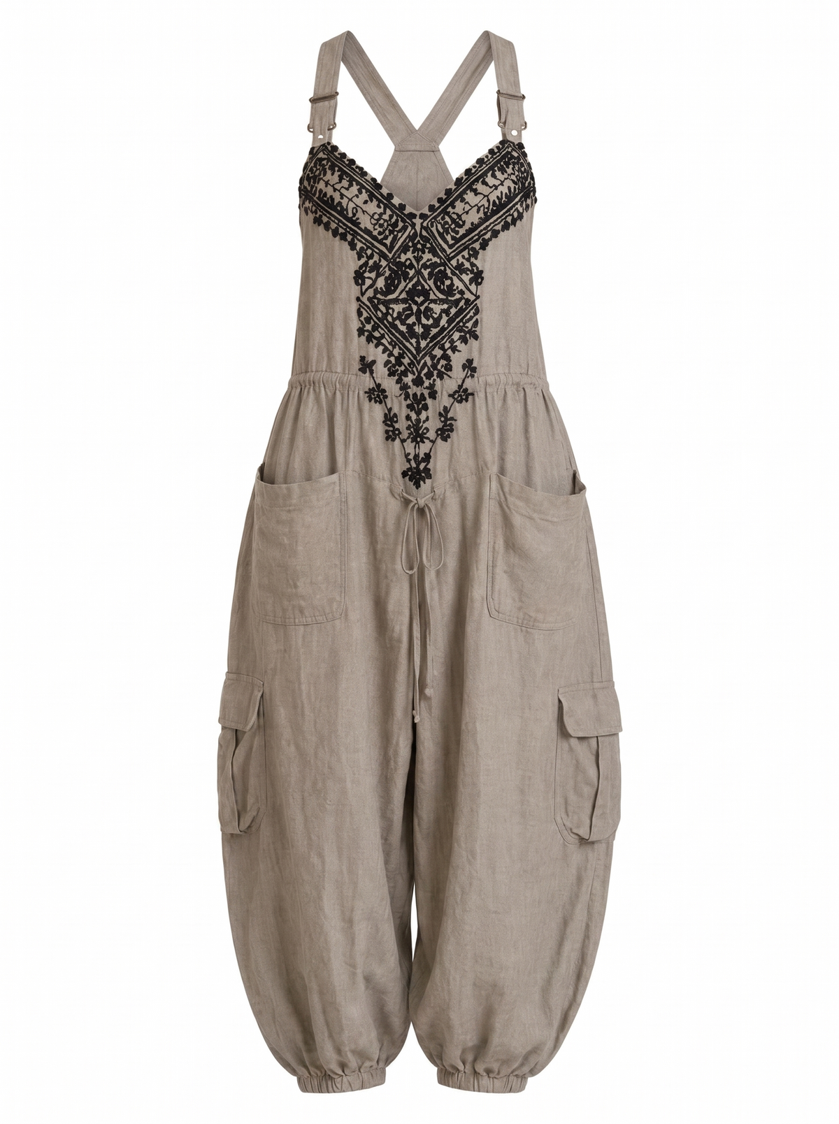Emma | Boho Latzhose mit praktischen Klapptaschen