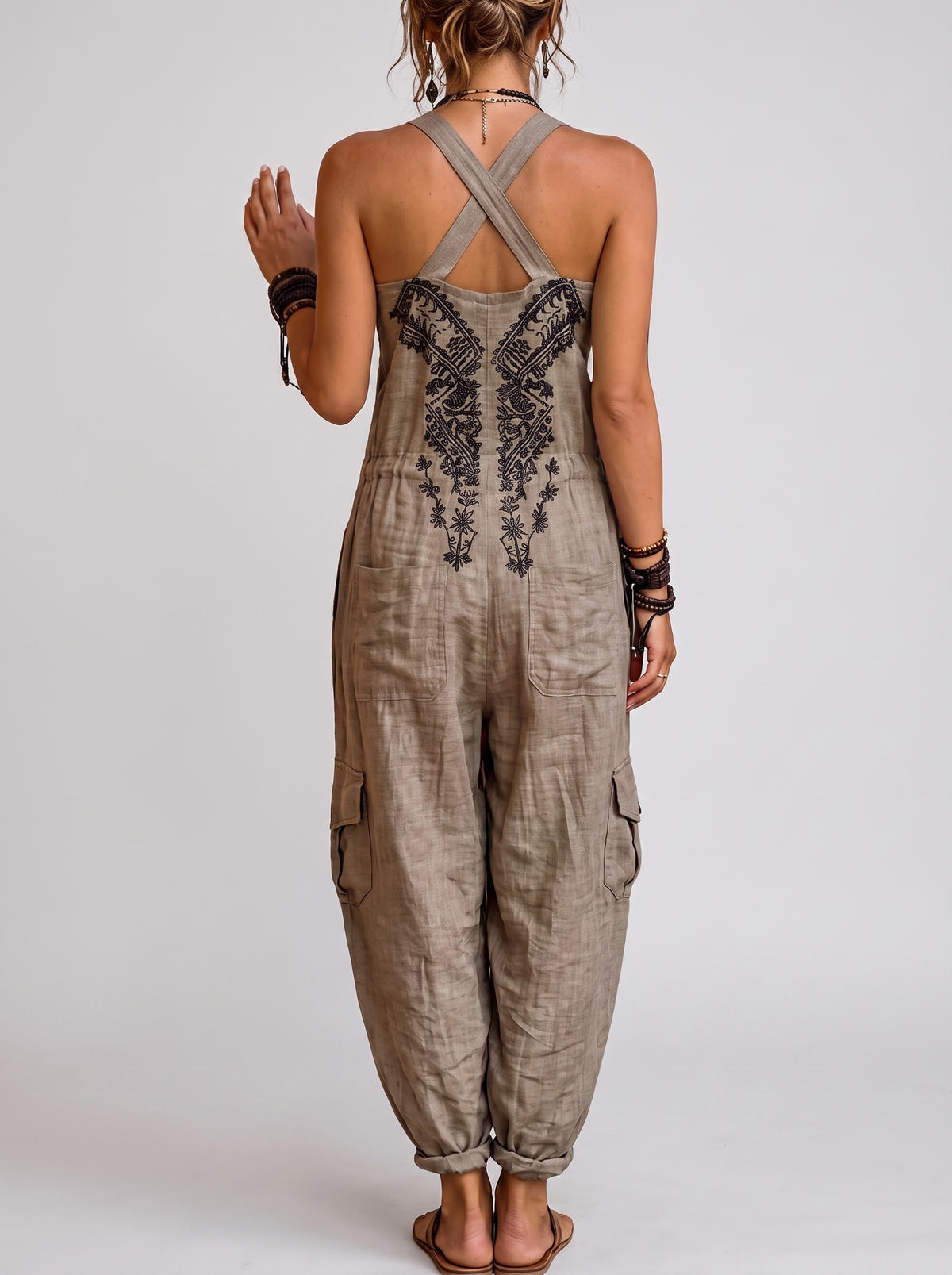 Emma | Boho Latzhose mit praktischen Klapptaschen