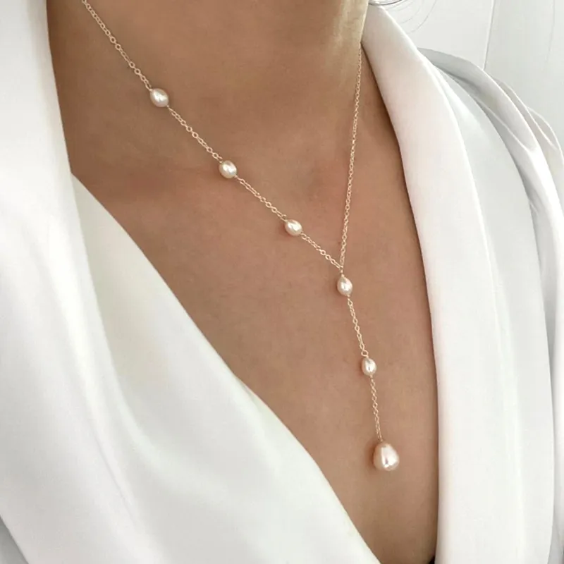 Kaskaden-Perlen-Lariat-Halskette