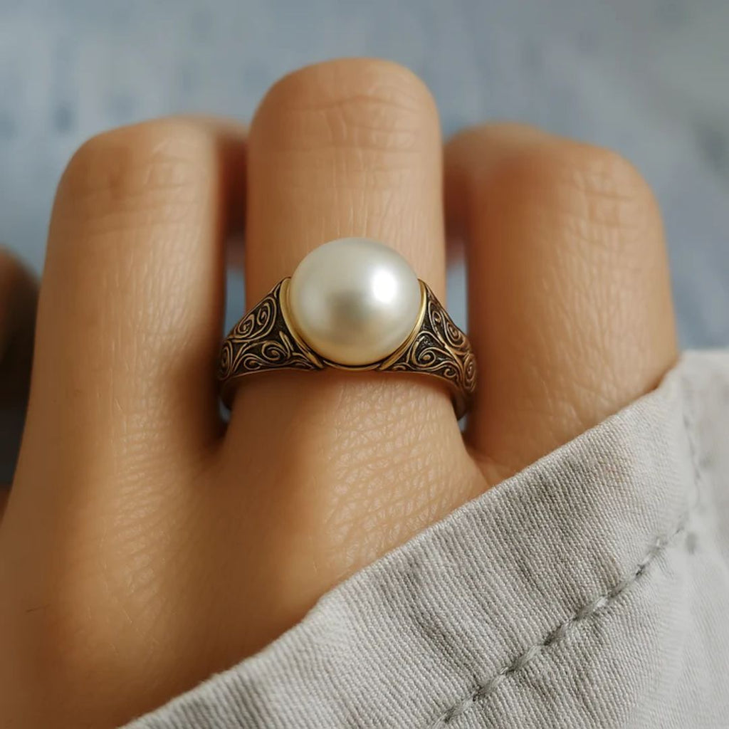 Zeitloser Vintage Perlen-Goldring