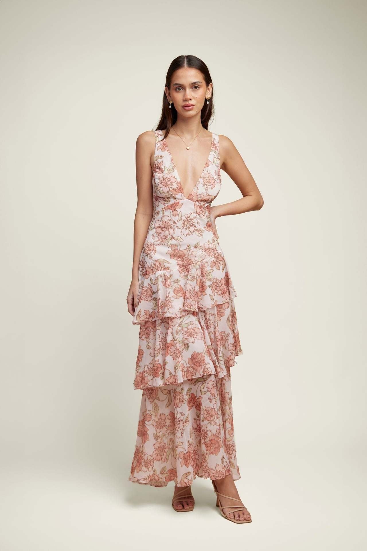 LISA | Floral Ruffled Maxi Dress