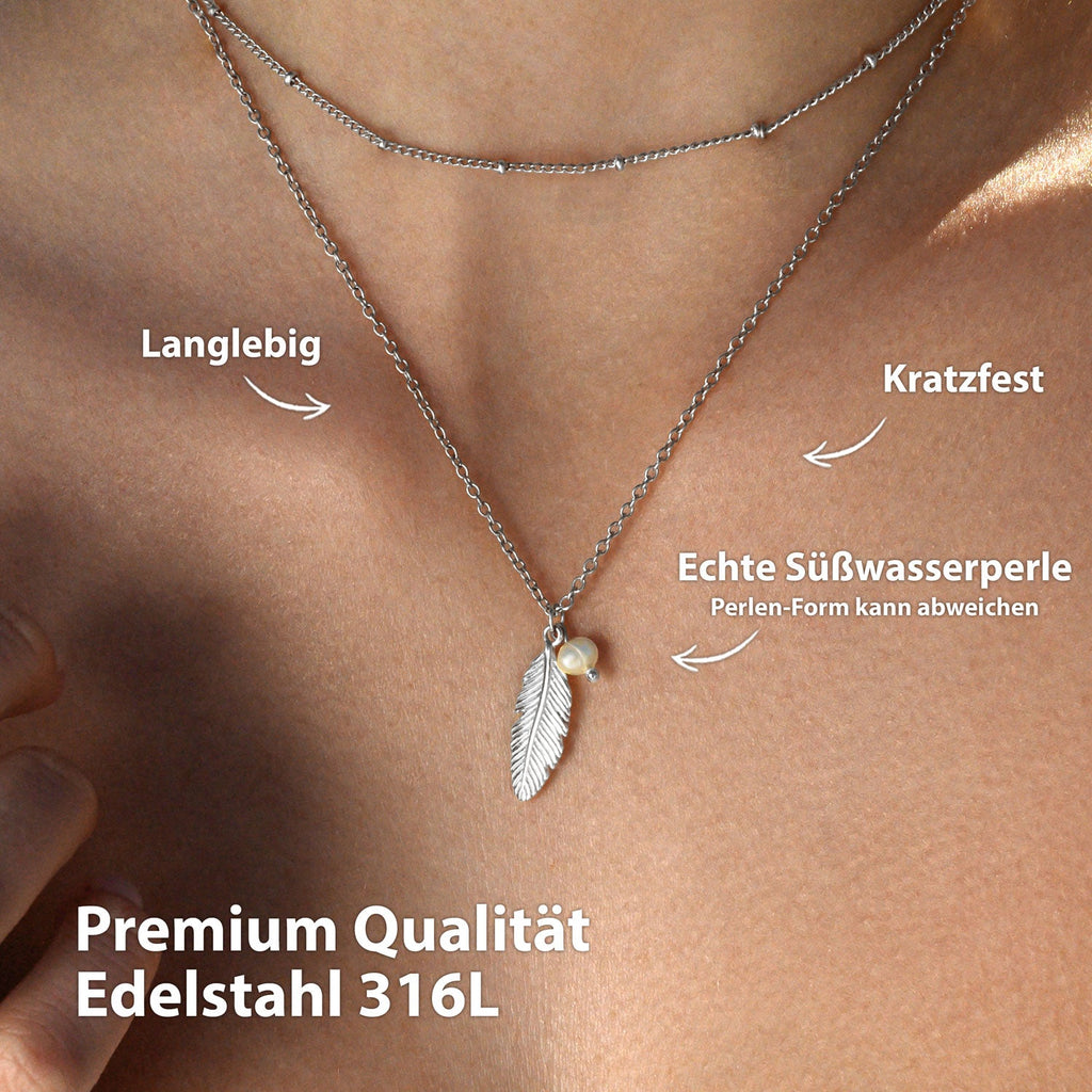 BonnyFeather collier plume argent