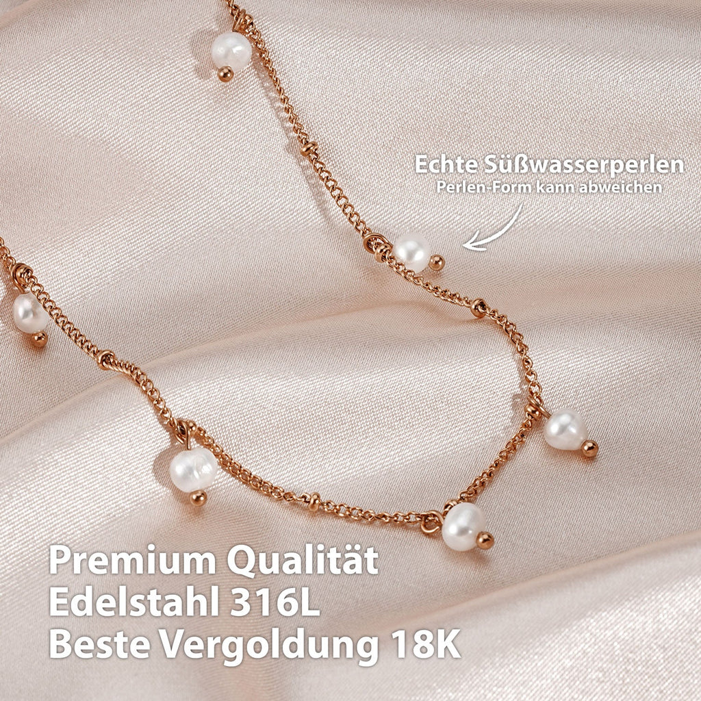Collier BonnyOcean en or rose avec de véritables perles d'eau douce