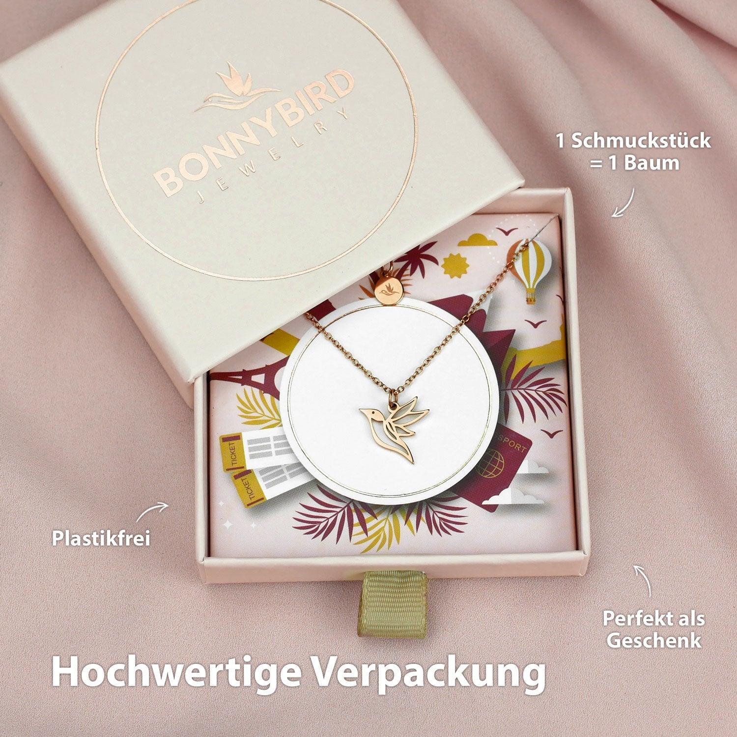 BonnyColibri collier colibri or rose