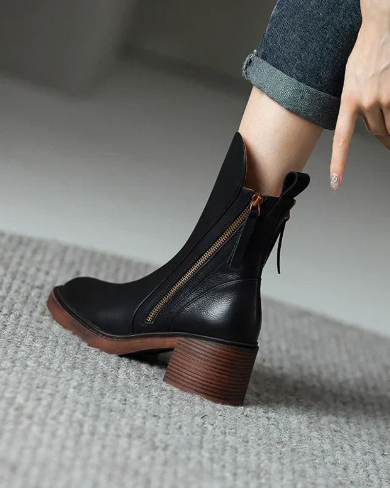 Marlow – Bottes en Cuir à Talon Carré