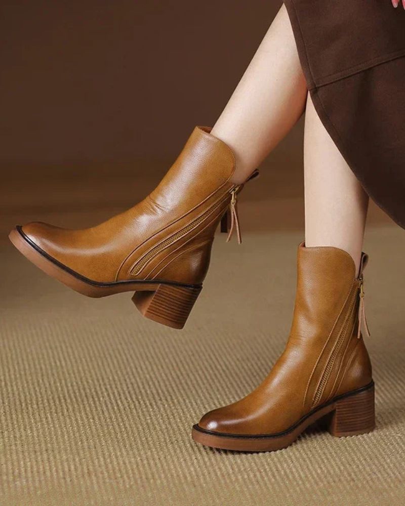 Marlow – Bottes en Cuir à Talon Carré