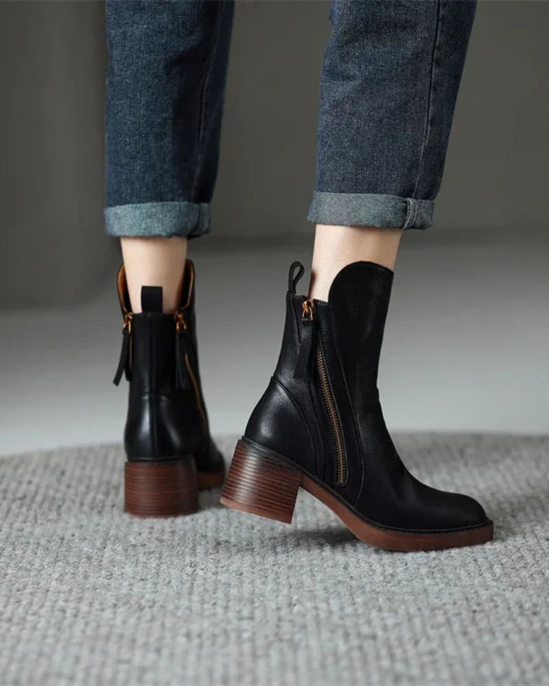 Marlow – Bottes en Cuir à Talon Carré