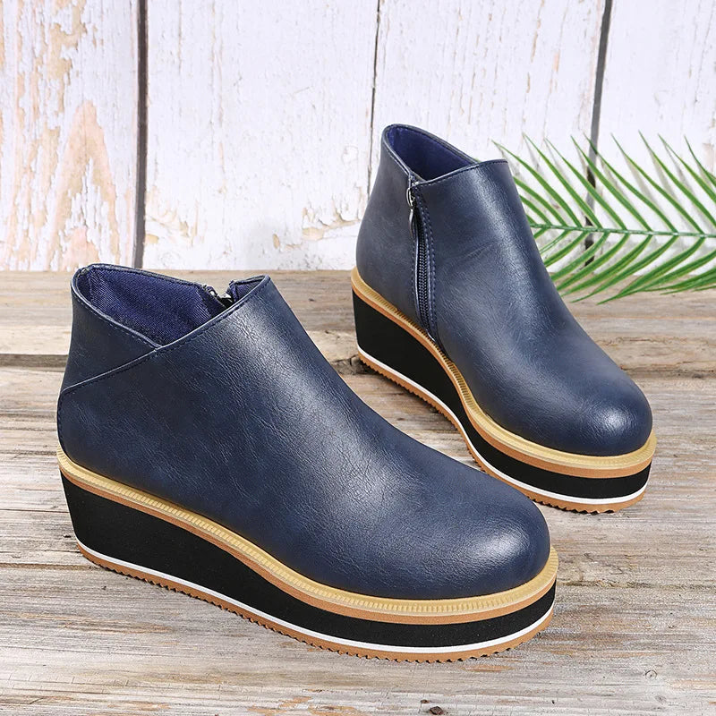 Camille - Bottines Compensées à Zip Latéral