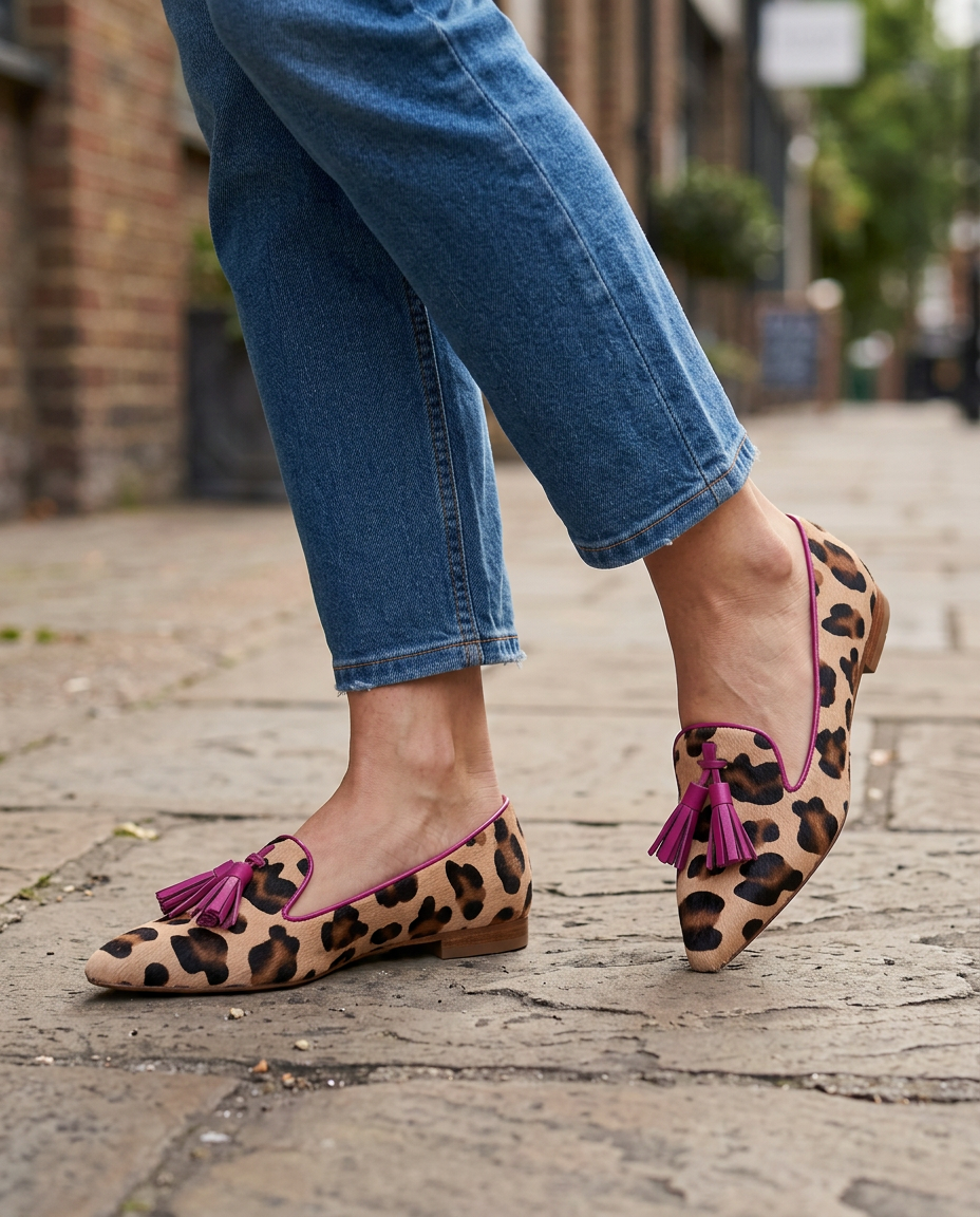 Léontine™ - Elegante Halbschuhe mit Leopardenmuster und Pompom