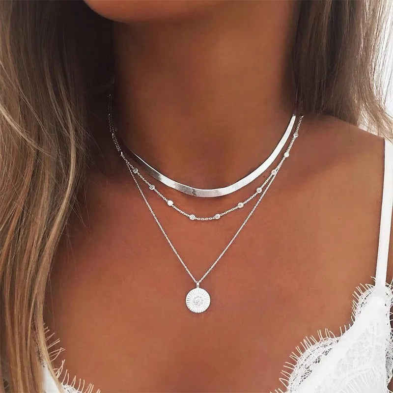 Dreireihige Halskette aus 925er Sterling Silber